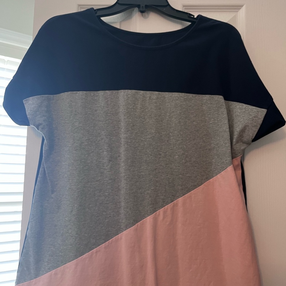Amazon Women's Colorblock Short Sleeve Tunic - Navy, Gray & Pink